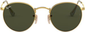 RAY-BAN ROUND METAL SUNGLASSES, GOLD/G-15 GREEN, RB3447 47