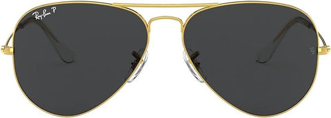 RAY-BAN CLASSIC AVIATOR SUNGLASSES, LEGEND GOLD/POLARIZED BLACK, RB3025 58