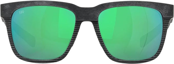 COSTA DEL MAR MAN SUNGLASSES NET GRAY WITH GRAY RUBBER FRAME, GREEN MIRROR LENSES, 55