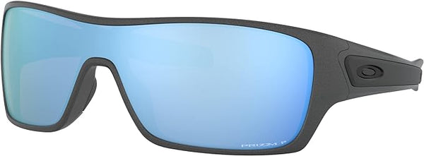 OAKLEY MEN'S TURBINE ROTOR RECTANGULAR SUNGLASSES, STEEL/PRIZM DEEP WATER POLARIZED, OO9307 32