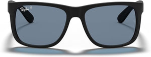 RAY-BAN JUSTIN CLASSIC Polarized Matte Rubber Black/Dark Blue, 54