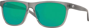 COSTA DEL MAR MEN'S APALACH POLARIZED RECTANGULAR SUNGLASSES, MATTE GREY CRYSTAL/GREEN MIRRORED POLARIZED-580G, 60