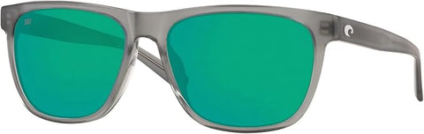 COSTA DEL MAR MEN'S APALACH POLARIZED RECTANGULAR SUNGLASSES, MATTE GREY CRYSTAL/GREEN MIRRORED POLARIZED-580G, 60