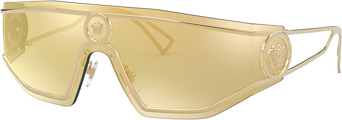 VERSACE MAN SUNGLASSES GOLD FRAME, BROWN MIRROR GOLD LENSES, 45