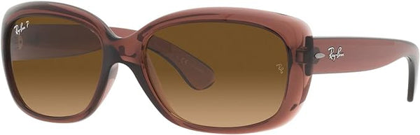 RAY-BAN WOMEN'S JACKIE OHH BUTTERFLY SUNGLASSES, TRANSPARENT DARK BROWN/BROWN GRADIENT POLARIZED, RB4101 58