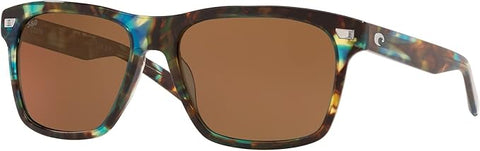 COSTA DEL MAR MENS ARANSAS ROUND SUNGLASSES, SHINY OCEAN TORTOISE/COPPER POLARIZED-580G, 58