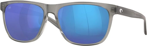 COSTA DEL MAR MENS APALACH RECTANGULAR SUNGLASSES, MATTE GREY CRYSTAL/GREY BLUE MIRRORED POLARIZED-580G, 60