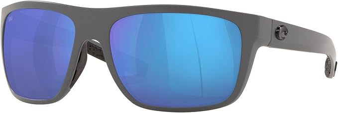 COSTA DEL MAR MENS BROADBILL SQUARE SUNGLASSES, MATTE GREY/BLUE MIRRORED POLARIZED-580G, 61