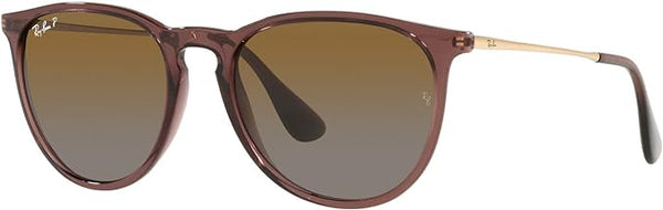 RAY-BAN ERIKA ROUND SUNGLASSES, TRANSPARENT DARK BROWN/POLARIZED BROWN GRADIENT, RB4171 54