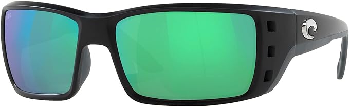 COSTA DEL MAR MAN SUNGLASSES MATTE BLACK FRAME - GREEN MIRROR LENSES, 63