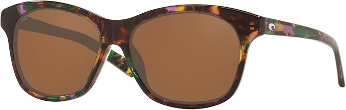 COSTA DEL MAR WOMENS SARASOTA ROUND SUNGLASSES, SHINY ABALONE/COPPER POLARIZED-580G, 57