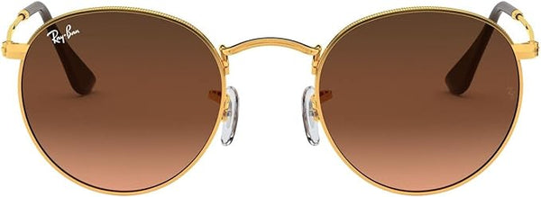 RAY-BAN ROUND METAL SUNGLASSES, LIGHT BRONZE/PINK GRADIENT BROWN, RB3447 47