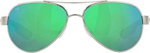 COSTA DEL MAR WOMENS LORETO AVIATOR SUNGLASSES, PALLADIUM/COPPER GREEN MIRRORED POLARIZED-580G, 56