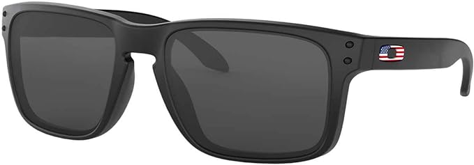 OAKLEY MEN'S HOLBROOK MATTE BLACK FLAG ICON/GRAY SUNGLASSES, OO9102 55