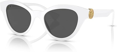 VERSACE VE 4435 314/87 OPTICAL WHITE PLASTIC BUTTERFLY SUNGLASSES DARK GRAY SOLID COLOR LENS, 52