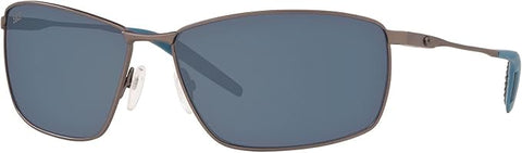 COSTA DEL MAR MENS TURRET RECTANGULAR SUNGLASSES, MATTE DARK GUNMETAL/GREY POLARIZED-580P, 63