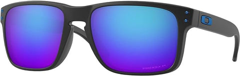 OAKLEY MEN'S HOLBROOK LOW BRIDGE FIT RECTANGULAR SUNGLASSES, MATTE BLACK/PRIZM SAPPHIRE IRIDIUM POLARIZED, OO9244 56