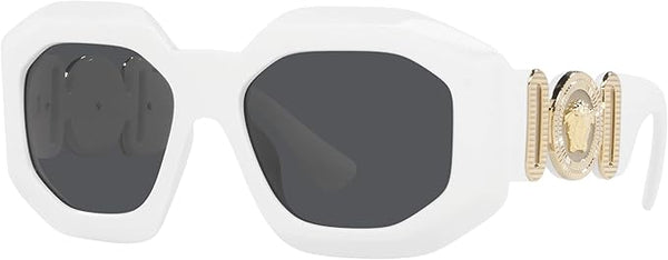 VERSACE WOMAN SUNGLASSES WHITE FRAME, DARK GREY LENSES, 56