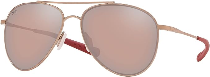 COSTA DEL MAR MENS COOK AVIATOR SUNGLASSES, ROSE GOLD/GREY POLARIZED-580P, 60