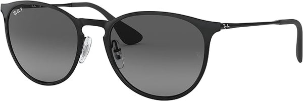 RAY-BAN ERIKA METAL ROUND SUNGLASSES, BLACK/POLARIZED LIGHT GREY GRADIENT GREY, RB3447N 54