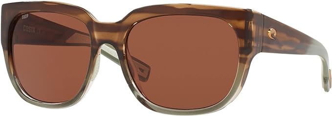 COSTA DEL MAR WOMENS WATER WOMAN II SQUARE SUNGLASSES, SHINY OCEAN JADE/COPPER POLARIZED-580P, 58