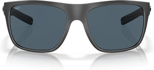 COSTA DEL MAR MEN'S BROADBILL POLARIZED SQUARE SUNGLASSES, MATTE BLACK/GREY SILVER MIRRORED POLARIZED-580G, 61