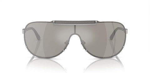 VERSACE MAN SUNGLASSES SILVER FRAME, LIGHT GREY MIRROR SILVER LENSES, 40