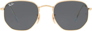 RAY-BAN HEXAGONAL FLAT LENS SUNGLASSES, GOLD/BLUE, RB3548N 51