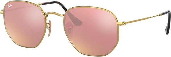 RAY-BAN HEXAGONAL FLAT LENS SUNGLASSES, GOLD/COPPER FLASH, RB3548N 48