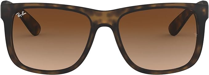 RAY-BAN JUSTIN RECTANGULAR SUNGLASSES, RUBBER LIGHT HAVANA/BROWN GRADIENT DARK BROWN, RB4165 51