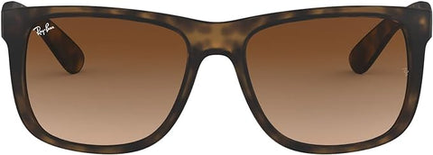 RAY-BAN JUSTIN RECTANGULAR SUNGLASSES, RUBBER LIGHT HAVANA/BROWN GRADIENT DARK BROWN, RB4165 51