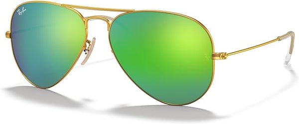 RAY-BAN CLASSIC AVIATOR SUNGLASSES, MATTE GOLD/GREY MIRRORED GREEN, RB3025 55