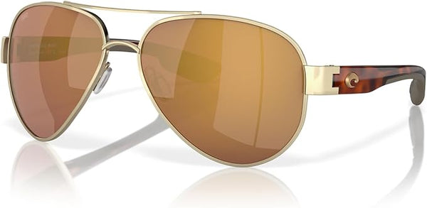 COSTA DEL MAR MENS SOUTH POINT AVIATOR SUNGLASSES, GOLD/GREY POLARIZED-580P, 59