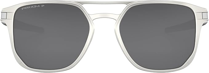 OAKLEY MEN'S OO4128 LATCH ALPHA SQUARE SUNGLASSES, SILVER/PRIZM BLACK POLARIZED, 53