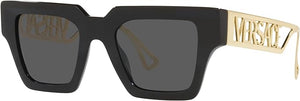 VERSACE WOMAN SUNGLASSES BLACK FRAME, DARK GREY LENSES, 50