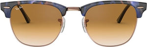 RAY-BAN CLUBMASTER SQUARE SUNGLASSES, SPOTTED BROWN/BLUE/CLEAR GRADIENT BROWN, RB3016 51