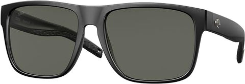 COSTA DEL MAR MENS SPEARO XL FISHING AND WATERSPORTS SQUARE SUNGLASSES, MATTE BLACK/GREY POLARIZED-580G, 59