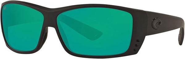 COSTA DEL MAR MENS CAT CAY RECTANGULAR SUNGLASSES, BLACKOUT/COPPER GREEN MIRRORED POLARIZED-580P, 61