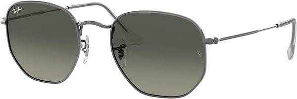 RAY-BAN HEXAGONAL FLAT LENS SUNGLASSES, GUNMETAL/LIGHT GREY GRADIENT DARK GREY, RB3548N 51