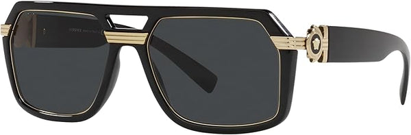 VERSACE MAN SUNGLASSES BLACK FRAME, DARK GREY LENSES, 58