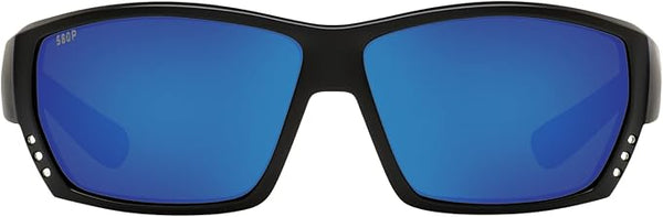 COSTA DEL MAR MAN SUNGLASSES MATTE BLACK FRAME, BLUE MIRROR LENSES, 62