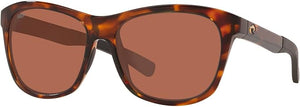 COSTA DEL MAR MENS VELA RECTANGULAR SUNGLASSES, SHINY TORTOISE/COPPER POLARIZED-580P, 56