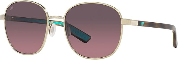 COSTA DEL MAR WOMENS EGRET SQUARE SUNGLASSES, SHINY GOLD/ROSE GRADIENT POLARIZED 580G, 55