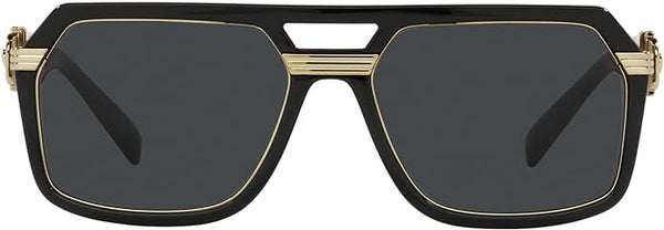 VERSACE MAN SUNGLASSES BLACK FRAME, DARK GREY LENSES, 58