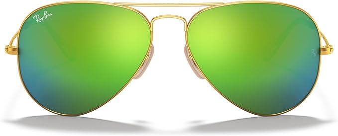 RAY-BAN CLASSIC AVIATOR SUNGLASSES, MATTE GOLD/GREY MIRRORED GREEN, RB3025 55