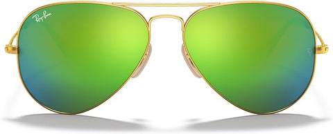 CLASSIC AVIATOR SUNGLASSES, MATTE GOLD/GREY MIRRORED GREEN, RB3025 62