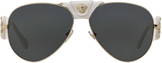 VERSACE WOMEN'S 0VE2150Q 1341/87 MEDUSA AVIATOR SUNGLASSES, WHITE/GREY