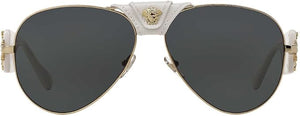 VERSACE WOMEN'S 0VE2150Q 1341/87 MEDUSA AVIATOR SUNGLASSES, WHITE/GREY