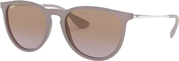 RAY-BAN ERIKA ROUND SUNGLASSES, DARK RUBBER SAND/VIOLET GRADIENT BROWN, RB4171 54