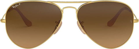 RAY-BAN CLASSIC AVIATOR SUNGLASSES, MATTE GOLD/POLARIZED BROWN GRADIENT, RB3025 55